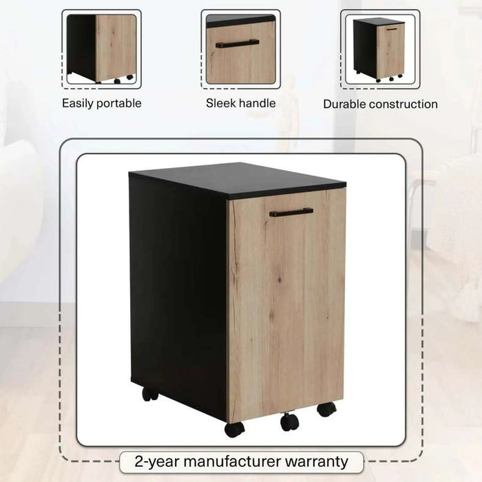 Peonara Office Cabinet With 1 Door Melamine - Natural & Black