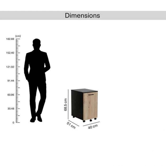 Peonara Office Cabinet With 1 Door Melamine - Natural & Black