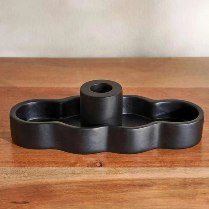 Aariz Ceramic Taper Candle Holder 31X8.6X6Cm - Black