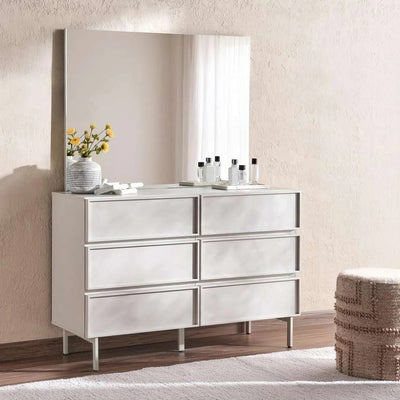 Abbigail Dresser With Mirror - Light Grey