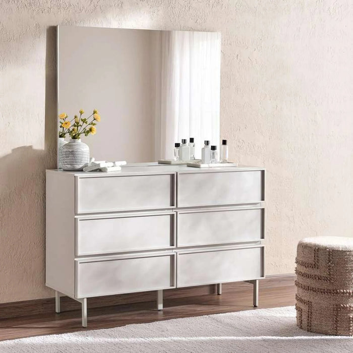 Abbigail Dresser With Mirror - Light Grey