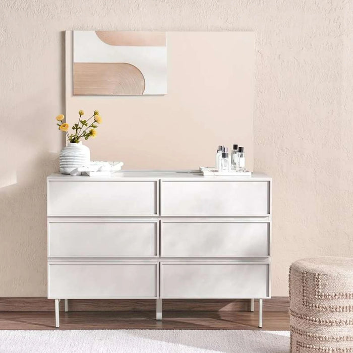 Abbigail Dresser With Mirror - Light Grey