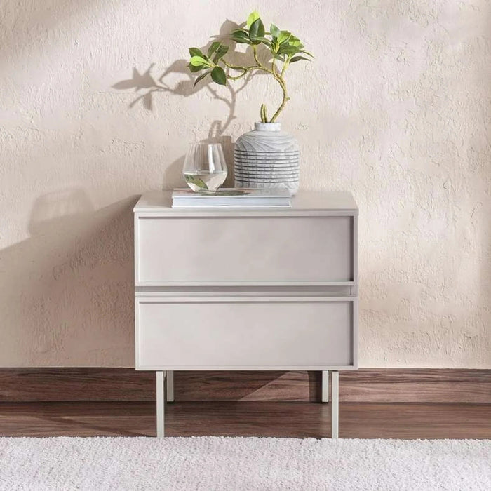 Abbigail Nightstand With 2 Drawer - Light Grey Pan Home
