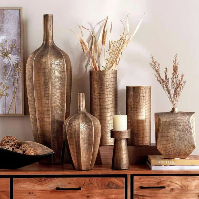 Abeba Polyresin Decor Vase 15X15X40Cm - Gold