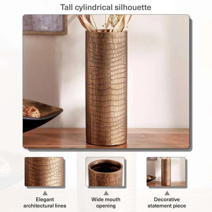 Abeba Polyresin Decor Vase 15X15X40Cm - Gold