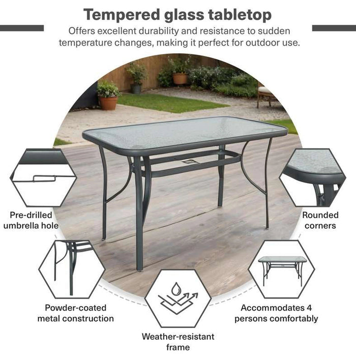 Abril Outdoor Glass Table - Grey Pan Home