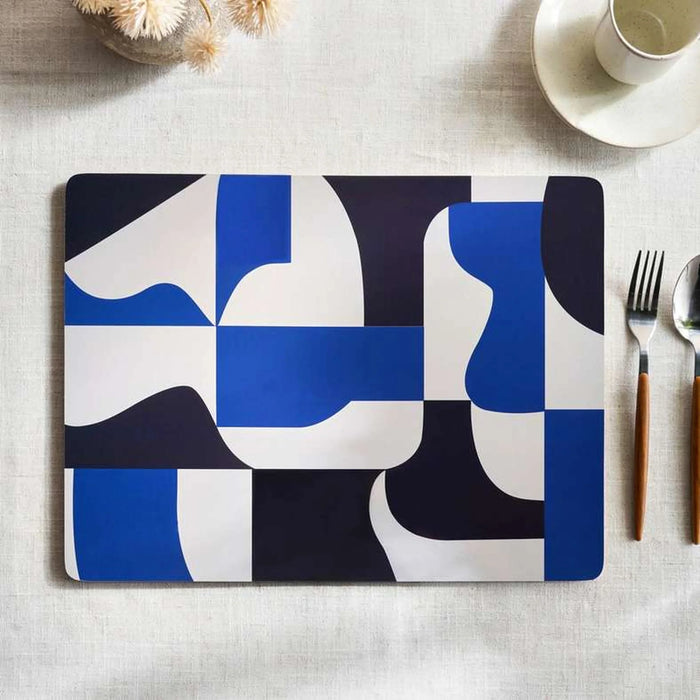 Abstract 4Piece Corkback Placemat Set 30X40Cm - Blue