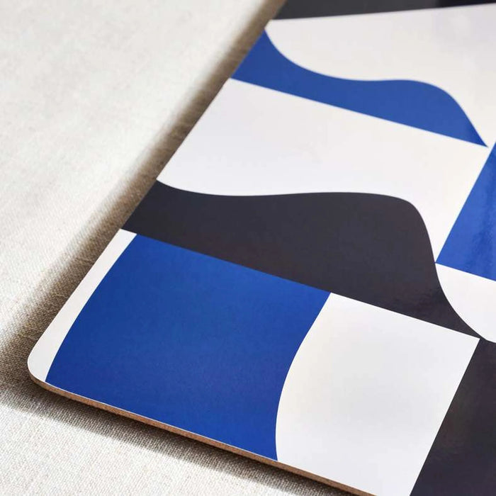 Abstract 4Piece Corkback Placemat Set 30X40Cm - Blue