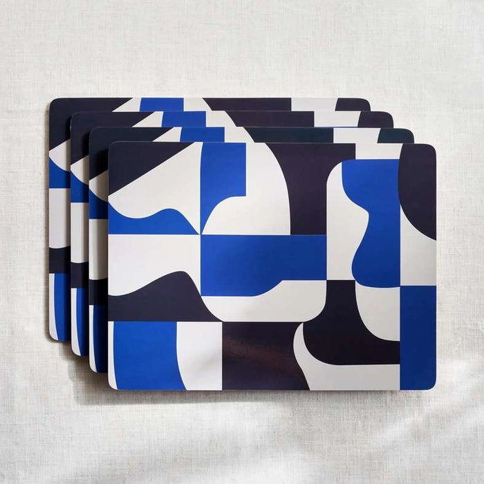 Abstract 4Piece Corkback Placemat Set 30X40Cm - Blue
