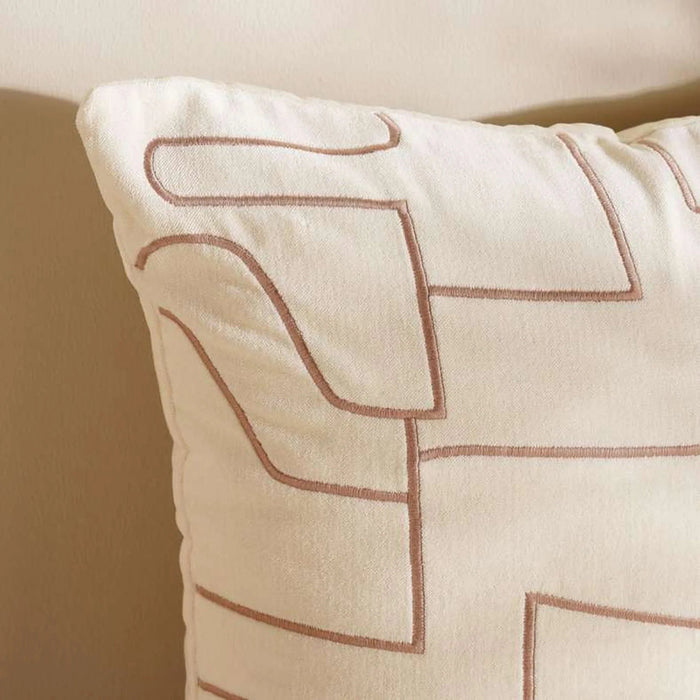 Abstract Velvet Embroidery Cushion Cover 50X50Cm Off White Pan Home