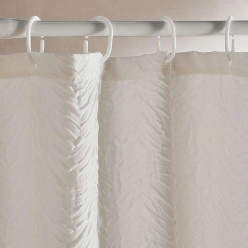 Ada Embossed Shower Curtain - White Pan Home