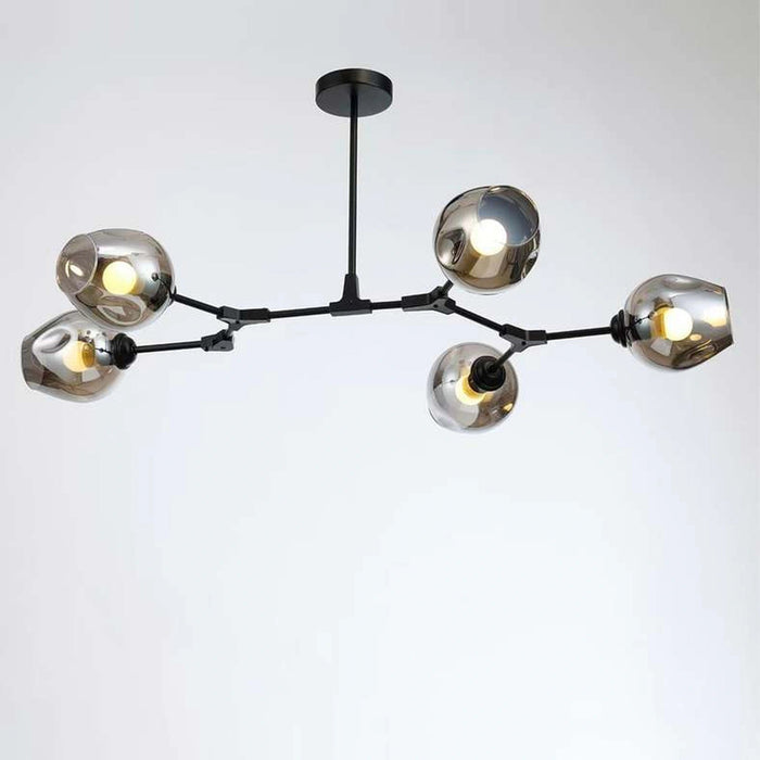 Adams 5 Light E27 Pendant Lamp 45Cm - Black Pan Home