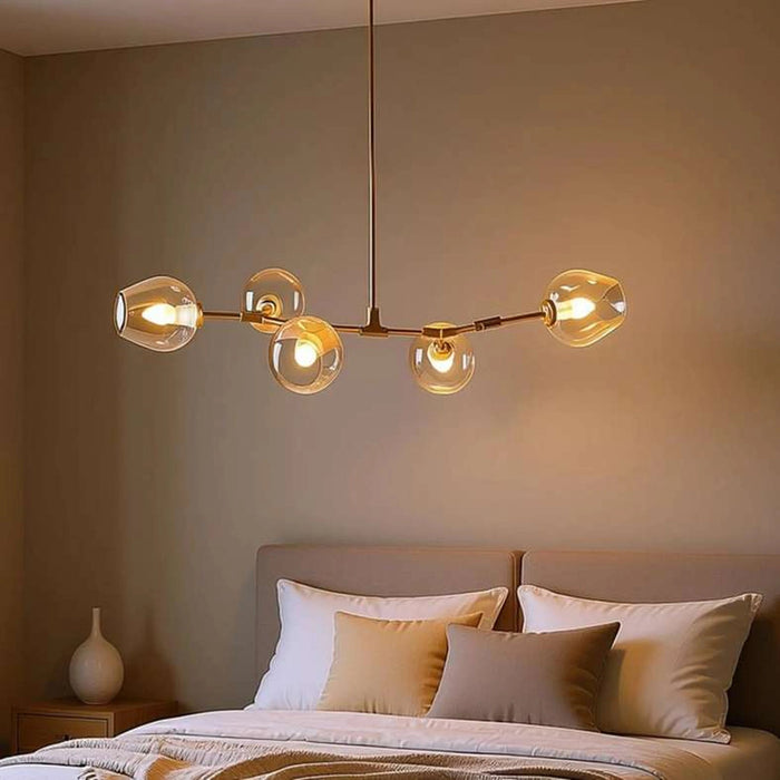 Adams 5 Light E27 Pendant Lamp 45Cm - Gold Pan Home