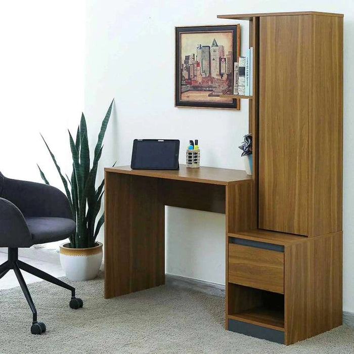 Adapt Writing Desk With Shelves Tall Cabinet - Brown Pan Home