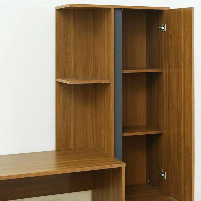 Adapt Writing Desk With Shelves Tall Cabinet - Brown Pan Home