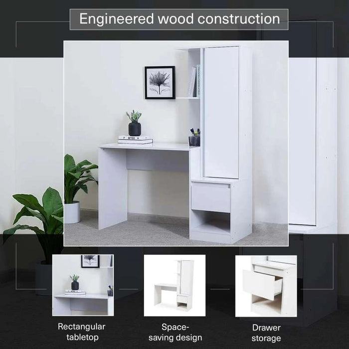 Adapt Writing Desk With Shelves Tall Cabinet - White Pan Home