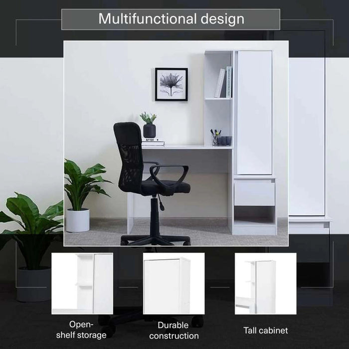 Adapt Writing Desk With Shelves Tall Cabinet - White Pan Home