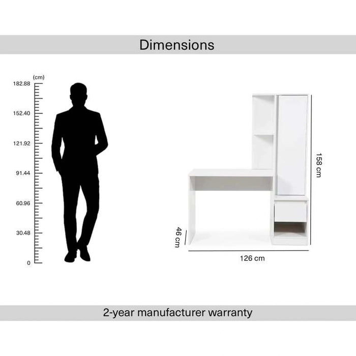 Adapt Writing Desk With Shelves Tall Cabinet - White Pan Home