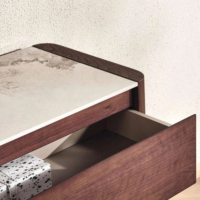 Adara Ceramic Top 6 Drawers Dresser With Mirror - Beige & Brown