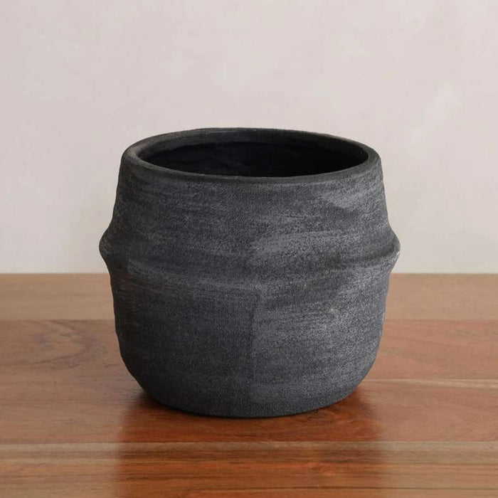 Adela Stoneware Planter 15X15X11.8Cm - Black