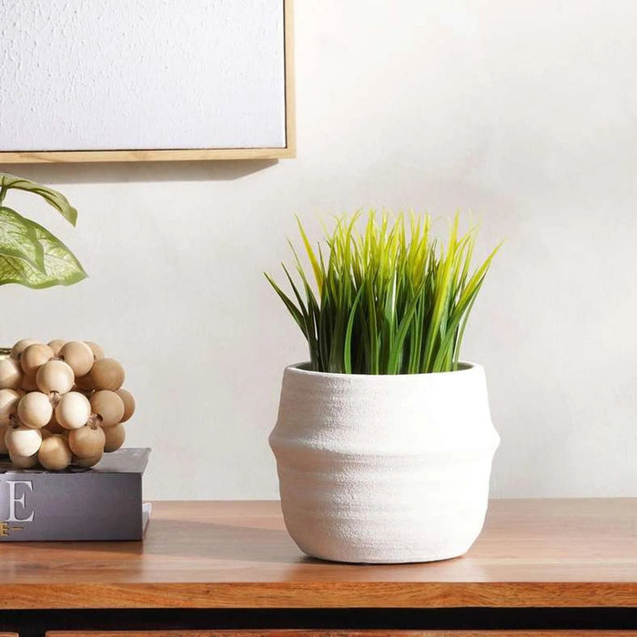 Adela Stoneware Planter 15X15X11.8Cm - White Pan Home