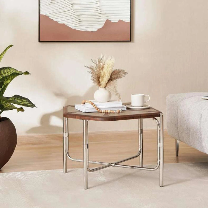 Aden End Table Veneer - Walnut Silver