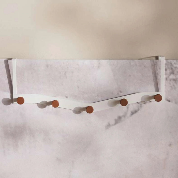 Adila Over The Door Metal Hook With 5 Knobs 50X8X18Cm -White Pan Home