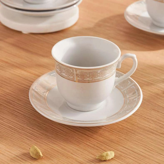 Adina 12-Piece Espresso Cup & Saucer Set 90Ml -White & Gold