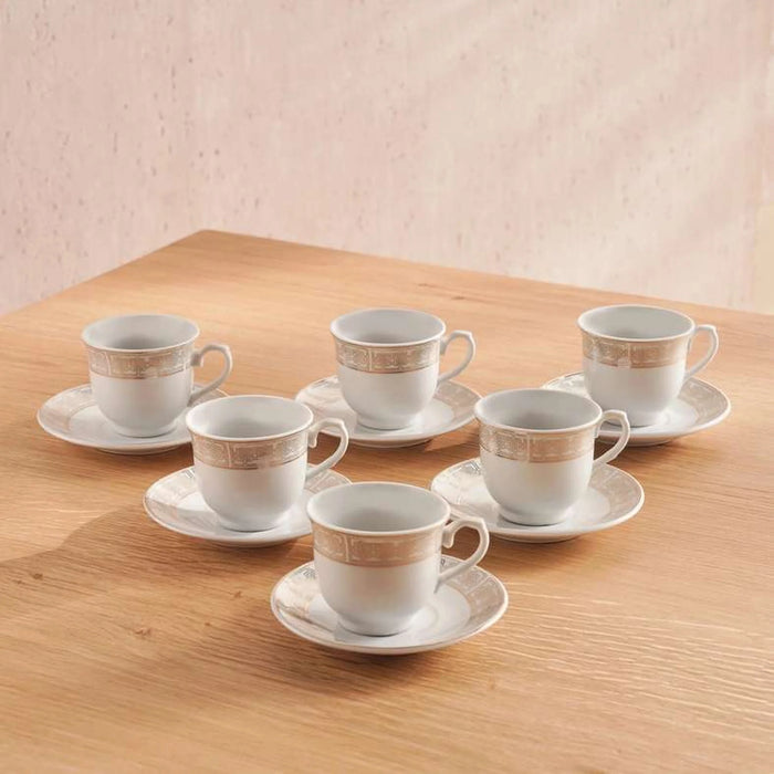 Adina 12-Piece Espresso Cup & Saucer Set 90Ml -White & Gold