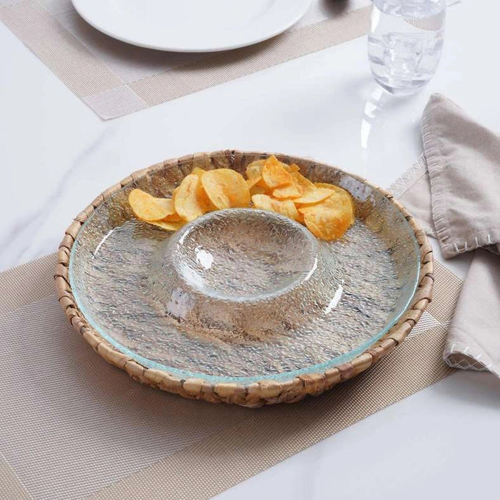Aenon Chip Dip Serving Platter - Clear Pan Home
