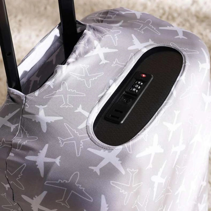 Aeroplane Printed Luggage Cover Large - Grey Pan Home