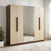 Agira 6 Door Wardrobe Veneer - Brown & White Pan Home