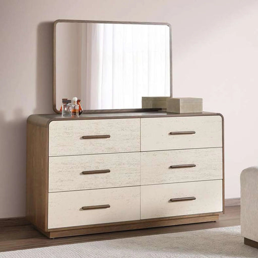 Agira Dresser With Mirror Veneer - Brown & White Pan Home