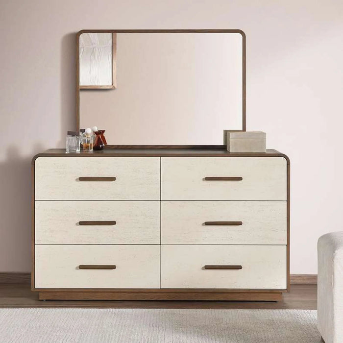 Agira Dresser With Mirror Veneer - Brown & White Pan Home