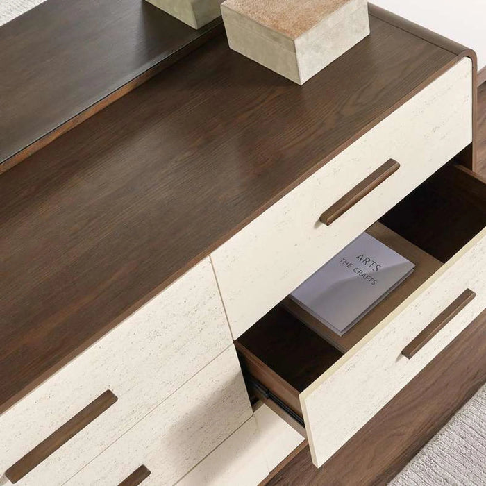 Agira Dresser With Mirror Veneer - Brown & White Pan Home