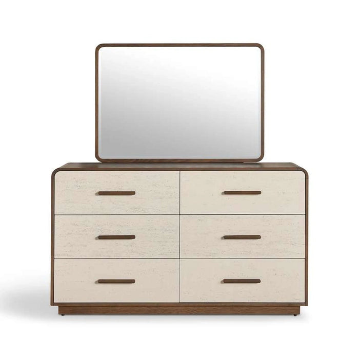 Agira Dresser With Mirror Veneer - Brown & White Pan Home