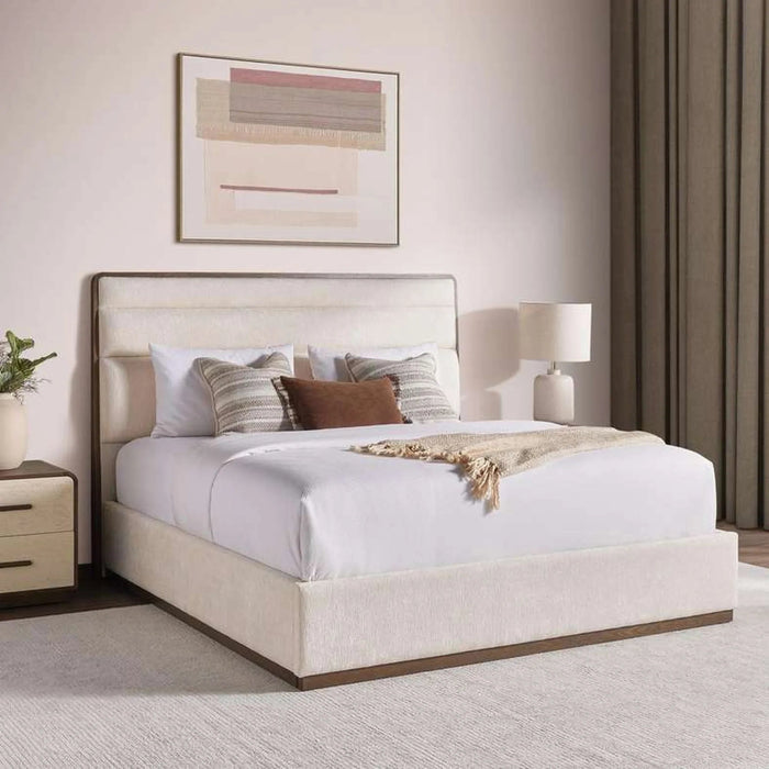 Agira King Bed 180X200 Cm Upholstered - Beige & Brown Pan Home