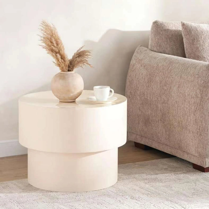 Agnas Round End Table Large - White