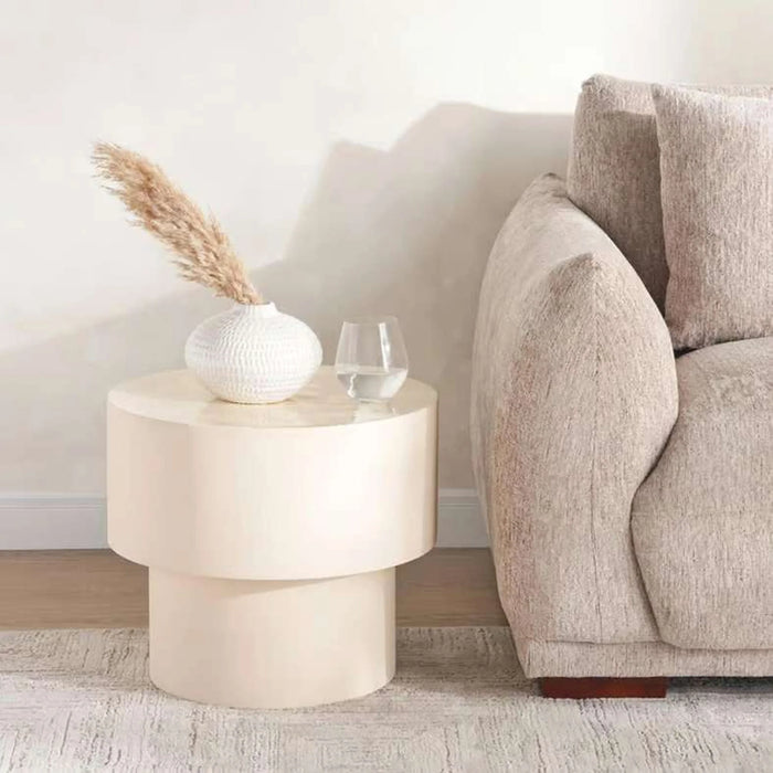Agnas Round End Table Small - White