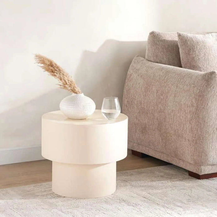 Agnas Round End Table Small - White