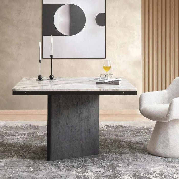 Agnella 4 Seater Dining Table Marble - Beige & Black Pan Home