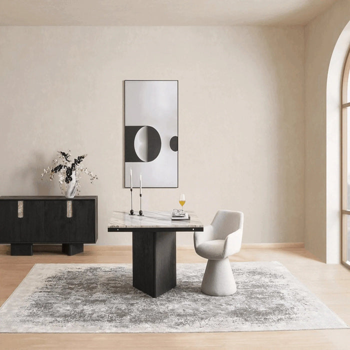 Agnella 4 Seater Dining Table Marble - Beige & Black Pan Home