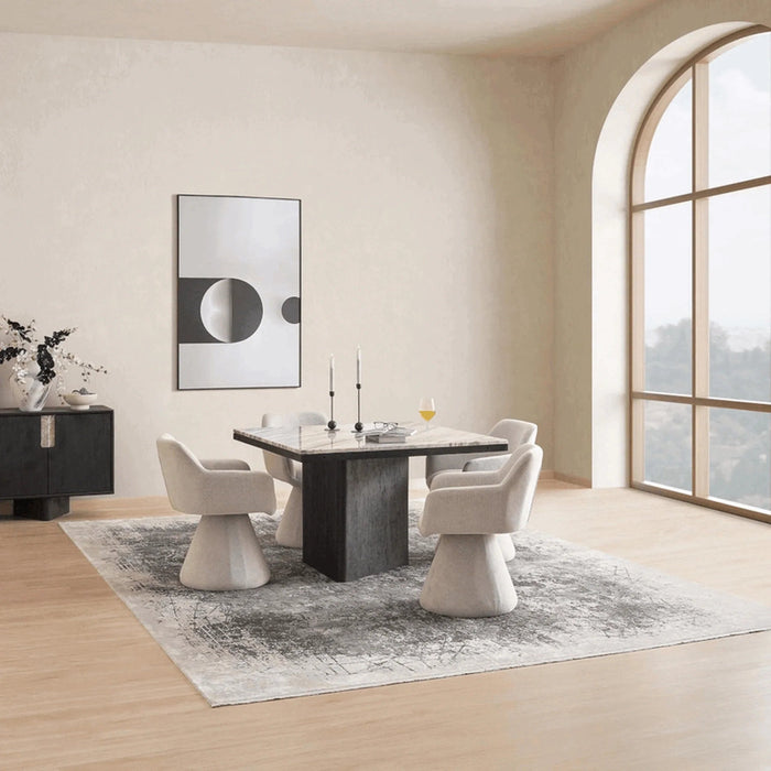 Agnella 4 Seater Dining Table Marble - Beige & Black Pan Home