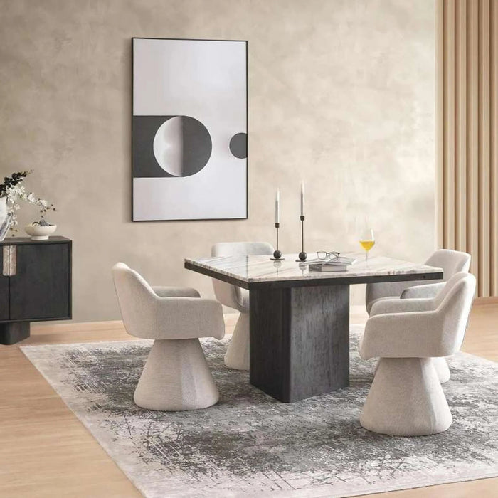 Agnella 4 Seater Dining Table Marble - Beige & Black Pan Home