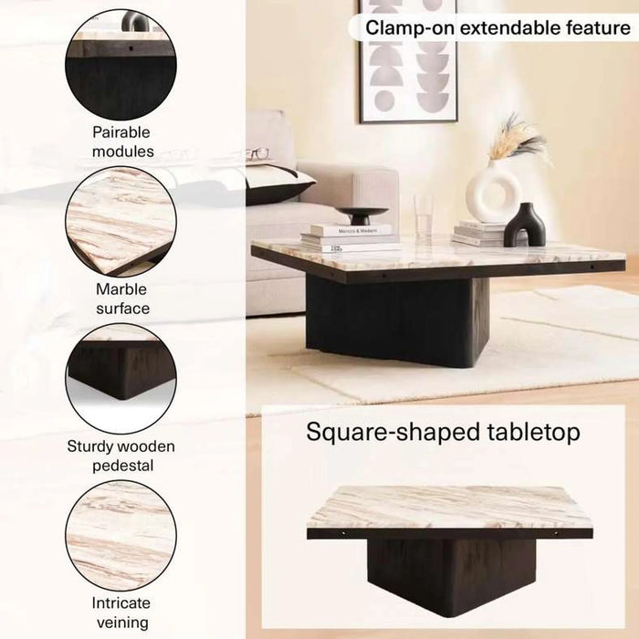 Agnella Coffee Table Marble - Beige & Black