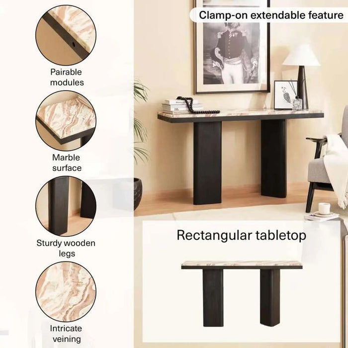 Agnella Console Table Marble - Beige & Black Pan Home