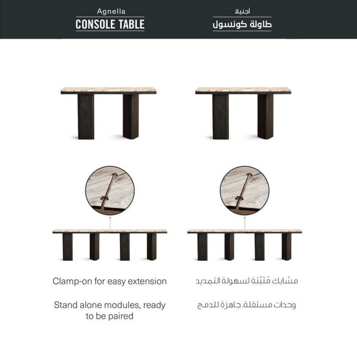 Agnella Console Table Marble - Beige & Black Pan Home