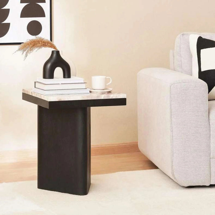 Agnella End Table Marble - Beige & Black Pan Home