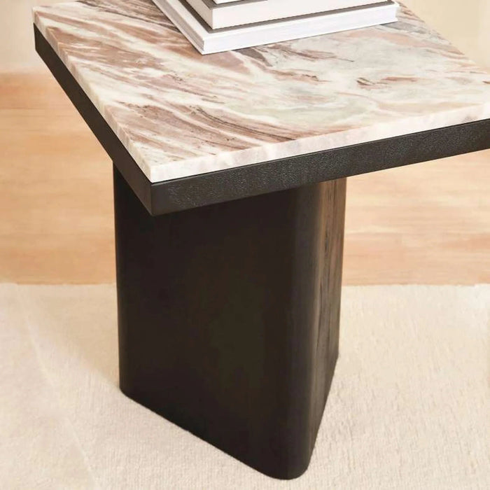 Agnella End Table Marble - Beige & Black Pan Home