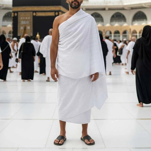 Ahram Check 2 Piece Hajj And Umrah Towel Set 110X215Cm - White Pan Home